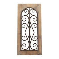 23" Brown Rustic Metal & Wood Arched Gate Wall Décor