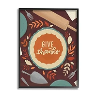 Stupell Industries Give Thanks Kitchen Utensils Pattern Framed Giclee Art