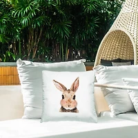 Stupell Industries Happy Rabbit Face Animal, Happy Rabbit Face Animal Outdoor Printed Pillow