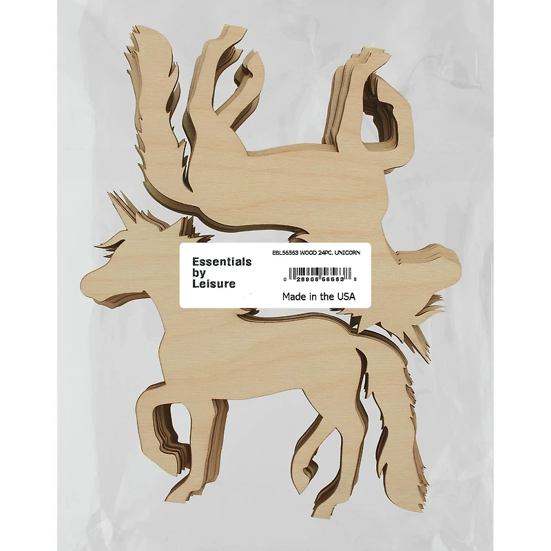 Essentials by Leisure Arts 24 Pack 6" x 4.75" Unicorn Flat Wood Shape