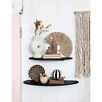 Hello Honey® Black Mango Wood Organic Shaped Floating Wall Shelf Set