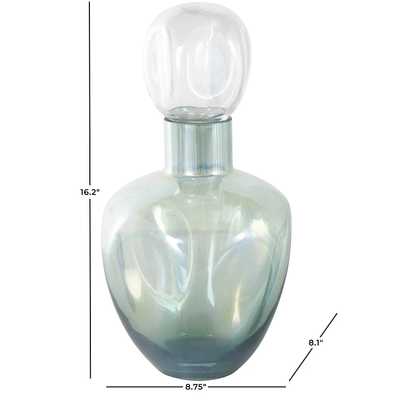 Green Iridescent Finish Glass Ombre Living Room Decorative Jar
