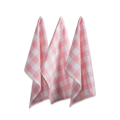 DII® Pink Buffalo Check Dishtowels, 3ct.