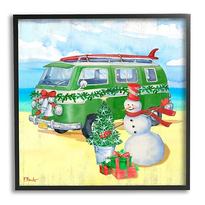 Stupell Industries Nautical Christmas Holiday Beach Framed Giclee Art
