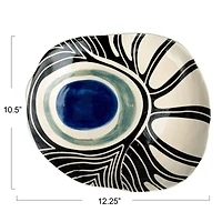 Hello Honey® 12.25" Abstract Azure Stoneware Plate