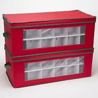 Household Essentials Red & Green Ornament Storage Box with Window
