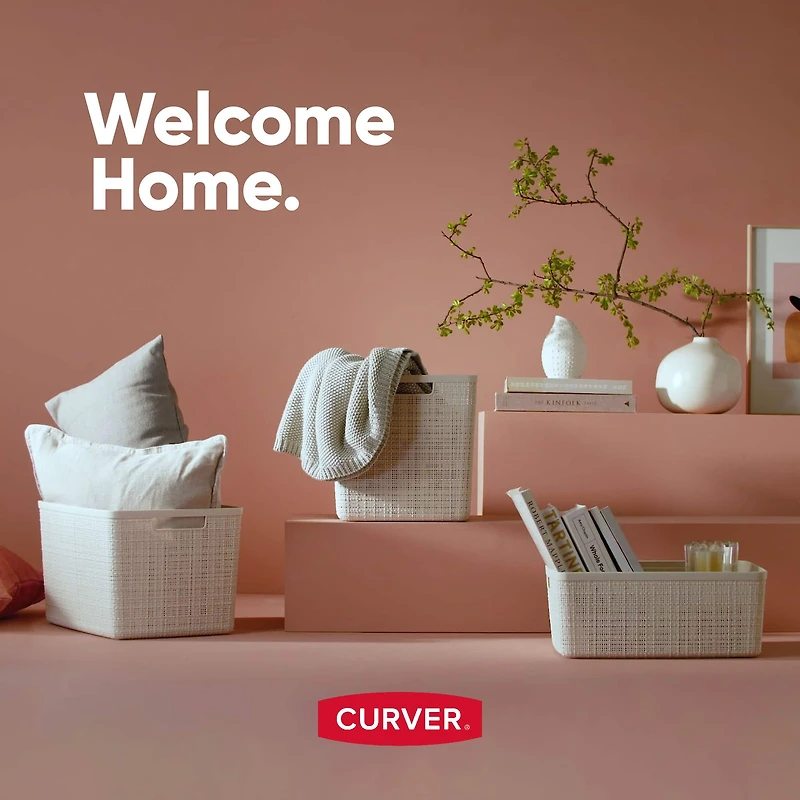 Curver® Jute Gray Plastic Storage Basket Organizer