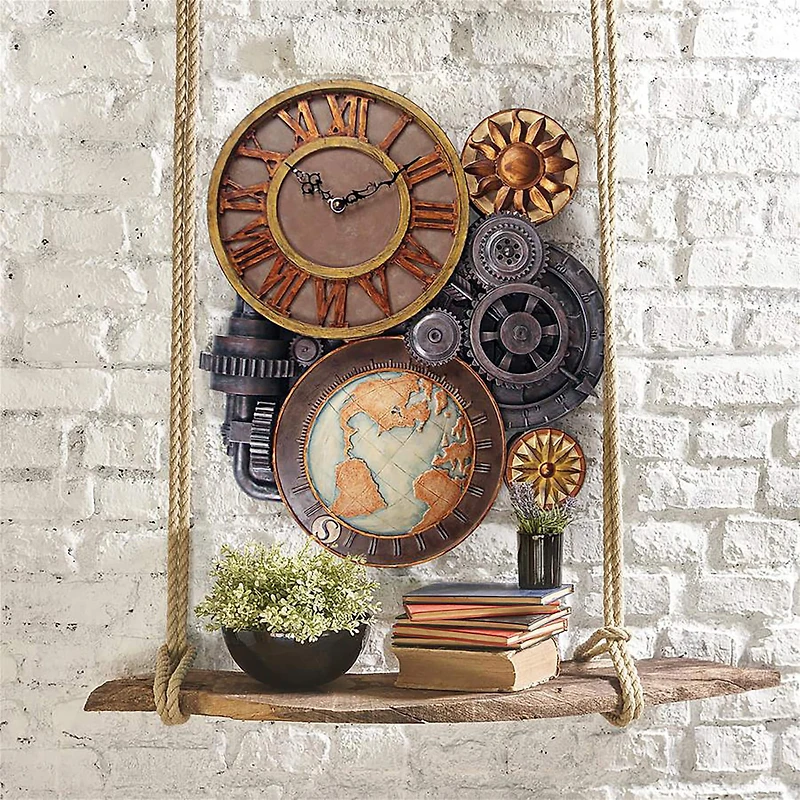 Design Toscano 25" Gears of Time Sculptural Wall Clock