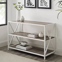 Walker Edison Gray Wash X-Frame Industrial Wood Bookshelf