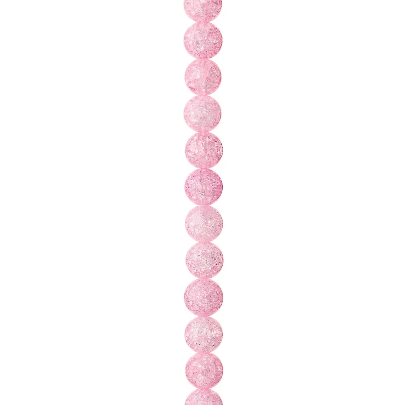12 Pack: Pink Crackled Quartz Round Beads, 8mm by Bead Landing™