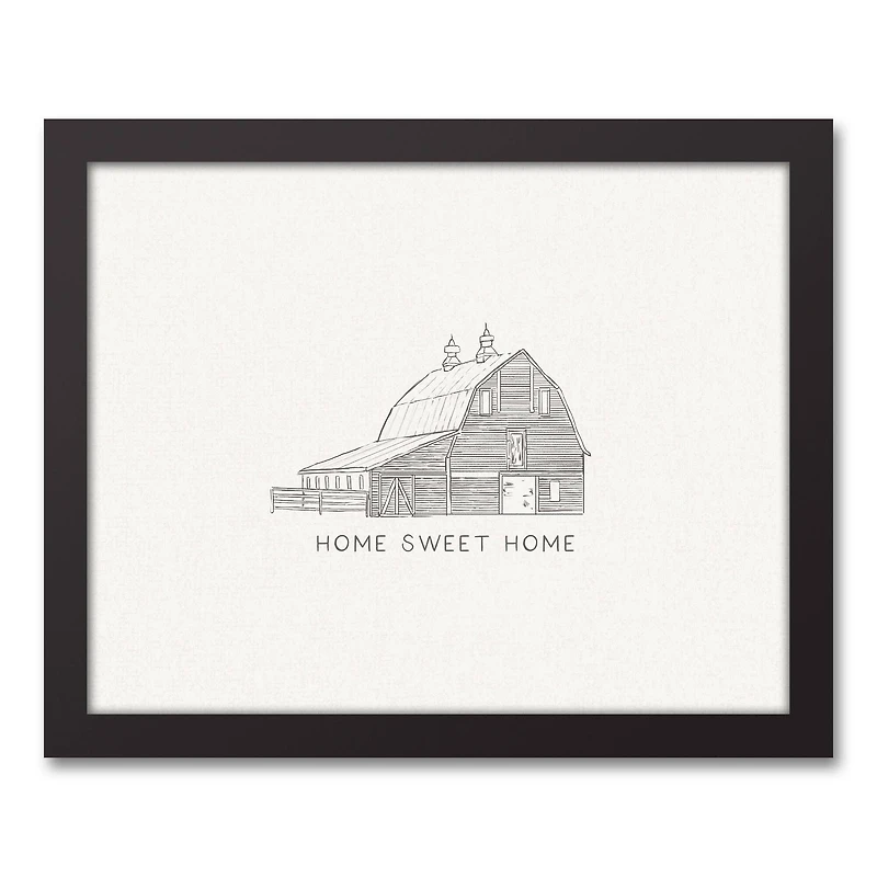 Farmhouse Sketches 11" x 14" Black Framed Canvas - Set of 2