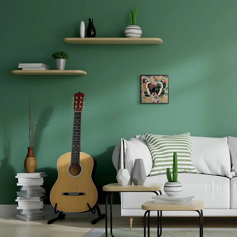 Stupell Industries Butterfly On Pink Blue Pattern Abstract Design,12" x 12