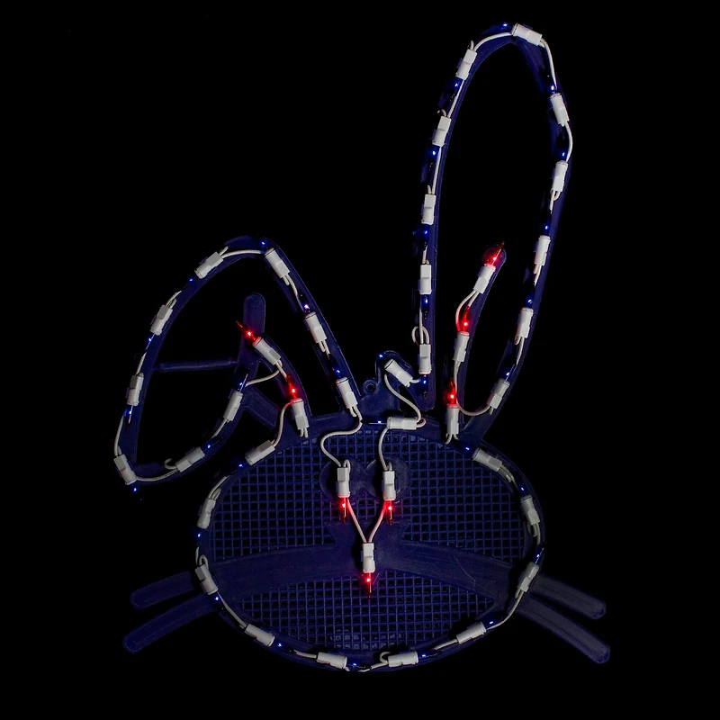 17" Lighted Blue Easter Bunny Head Window Silhouette