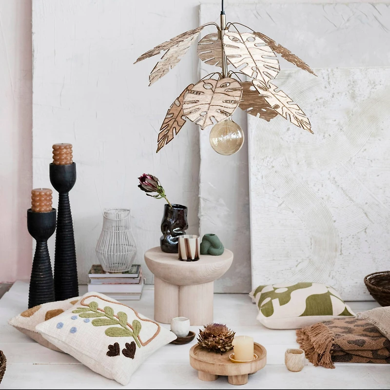 Hello Honey® 20" Black Mango Wood Ribbed Pillar Candle Holder