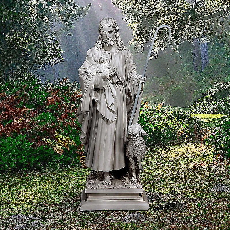 Design Toscano 28" Jesus The Good Shepherd Garden Statue