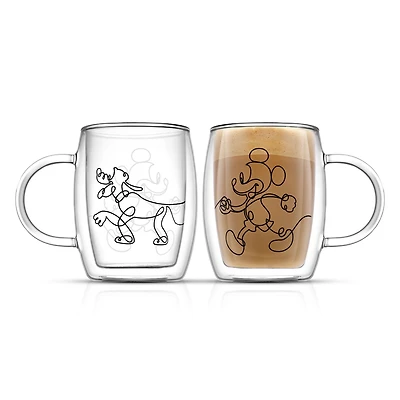 JoyJolt® Disney® 13.5oz. Mickey & Pluto Aroma Glass Mugs, 2ct.