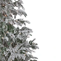 6.5ft. Pre-Lit Real Touch™️ Full Flocked Whistler Noble Fir Artificial Christmas Tree, Clear Lights