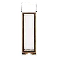 Brown Mango Wood Traditional Candle Holder Lantern, 31" x 8" x 8"