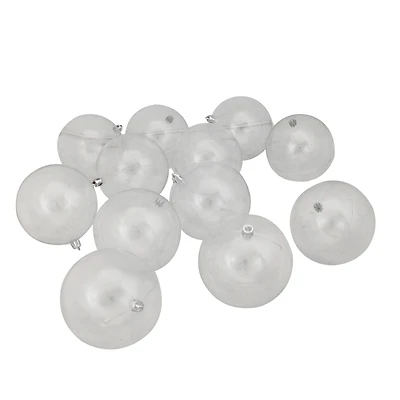 12ct. 4" Clear Shatterproof Shiny Christmas Ball Ornaments