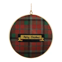 Metal Deer and Pine Tree Plaid Disc Ornament Set