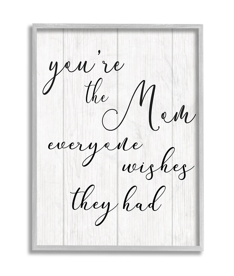 Stupell Industries You're the Mom Phrase Motivational Family Appreciation in Gray Frame Wall Art