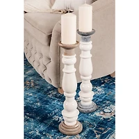 White Stoneware Country Candle Holder Set