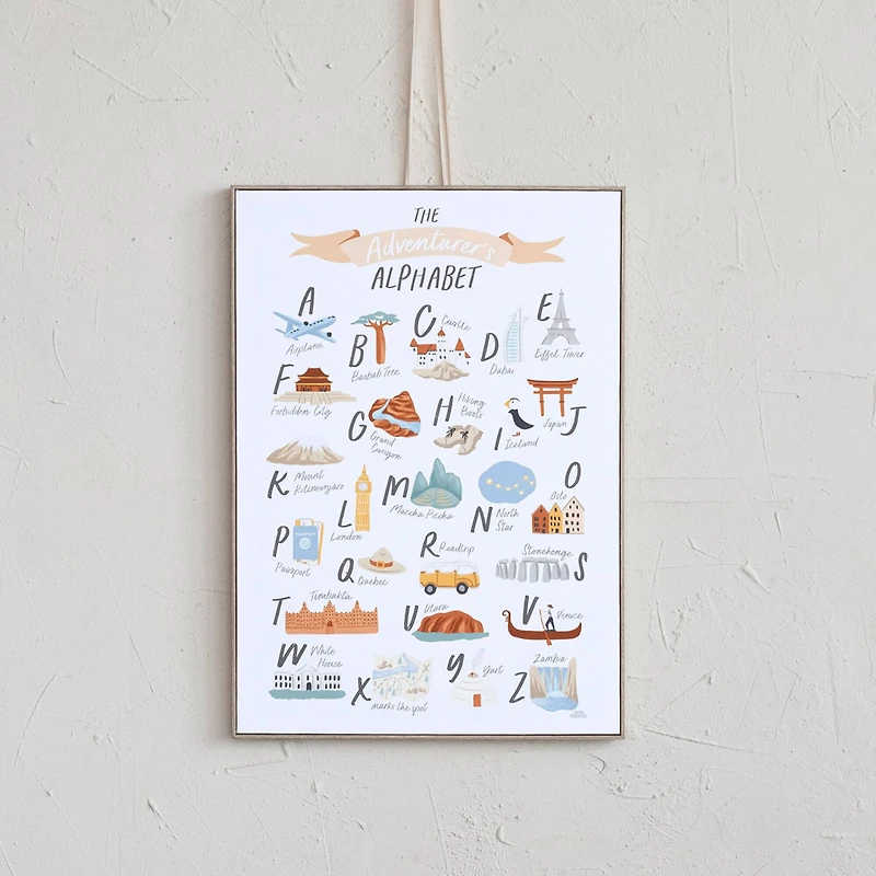 Hello Honey® Adventurer's Alphabet Canvas Framed Wall Décor