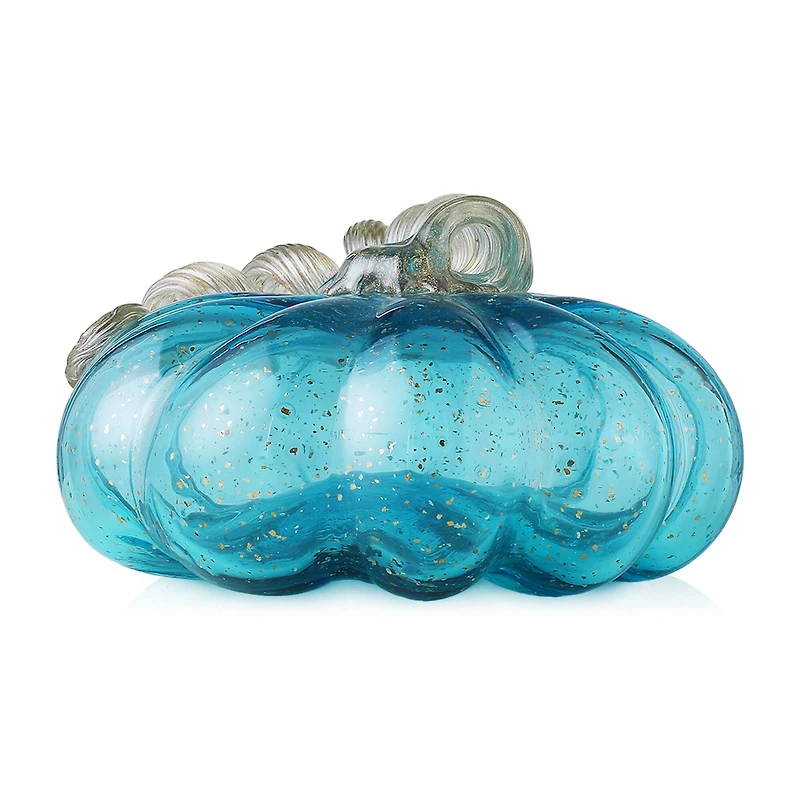 Glitzhome® Short Glass Pumpkin, Blue