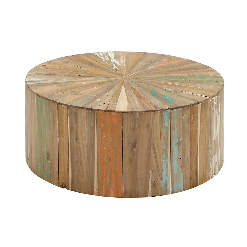 Brown Reclaimed Wood Rustic Coffee Table, 16" x 38" x 38"