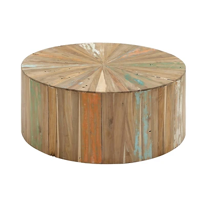 Brown Reclaimed Wood Rustic Coffee Table, 16" x 38" x 38"