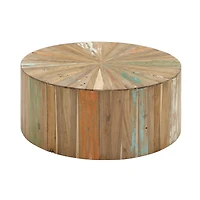 Brown Reclaimed Wood Rustic Coffee Table, 16" x 38" x 38"