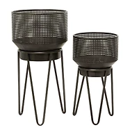 The Novogratz Black Metal Modern Planter Set