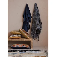 Hello Honey® 60" Blue & Brown Woven Mélange Acrylic Throw with Fringe