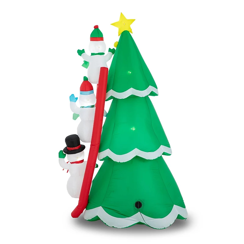 Glitzhome® 8ft. Lighted Inflatable Xmas Snowman Climbing Up Tree Décor