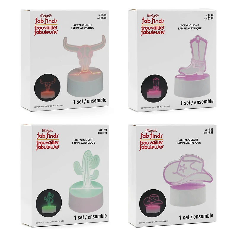 Assorted Western Icon Acrylic USB Light, 1pc. by Fab Finds