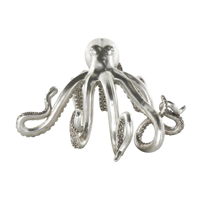 21.5" Silver Laying Octopus Sculpture