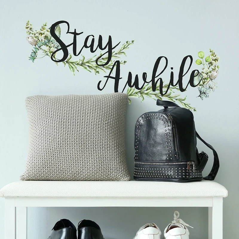 RoomMates Stay Awhile Quote Peel & Stick Wall Decals