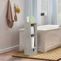 Rustic Gray Freestanding Wood Toilet Paper Holder