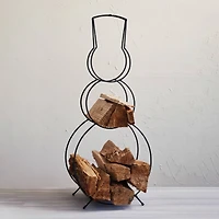 Hello Honey® 34.75" Black Metal Snowman Shaped Log Holder