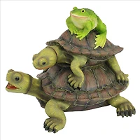 Design Toscano Along for the Ride Frog & Turtles Spitter Piped Statue