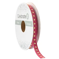 1/4" x 3yd. Pink & Gold Dotted Ribbon by Celebrate It® Classic