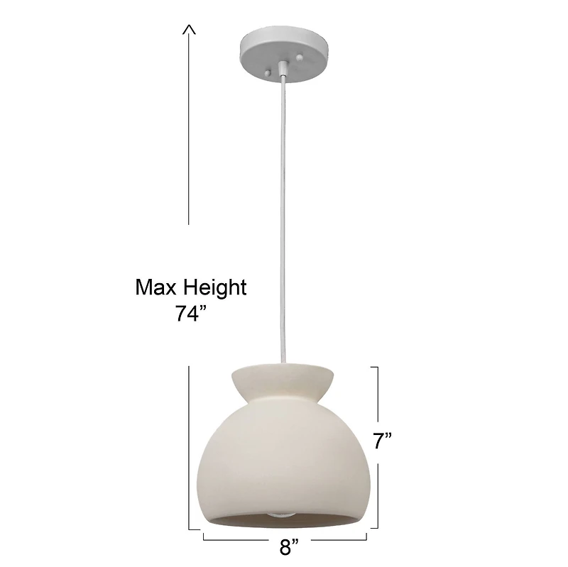 Hello Honey® Sienna Matte White Boho Ceramic Ceiling Light with White Fabric Cord