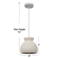 Hello Honey® Sienna Matte White Boho Ceramic Ceiling Light with White Fabric Cord