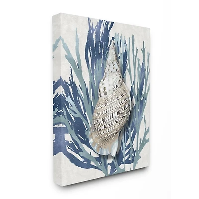 Stupell Industries Shell Coral Blue Beach Design Canvas Wall Art