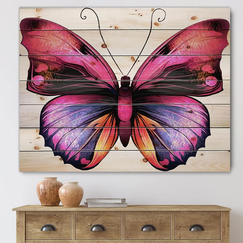 Designart - Bright Pink Butterfly Portrait