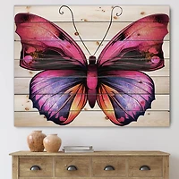 Designart - Bright Pink Butterfly Portrait