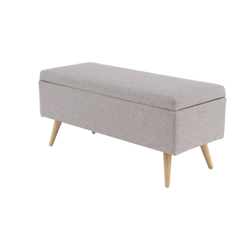 40" Modern Rectangular Gray Polyester Storage Bench