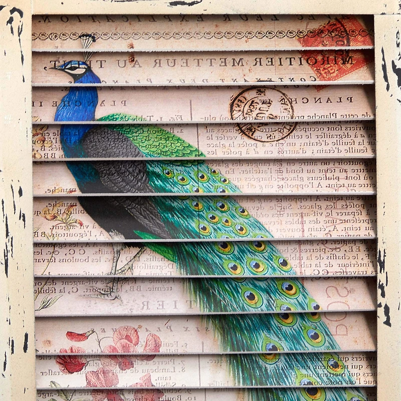 Peacock Window Shutter Wall Décor