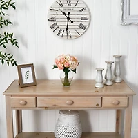 12" Pink & White Rose & Hydrangea Bouquet Arrangement in Glass Vase