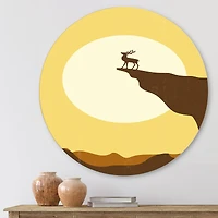 Designart - Minimalistic Deer At Sunset On Mountain Top Sunset